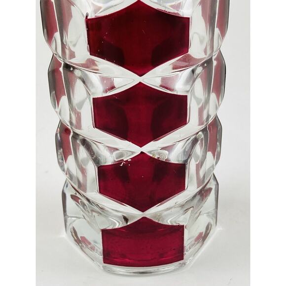 Vtg MCM Triangle Art Glass Vase Windsor Rubis Cranberry Faceted JG Durand France - Picture 4 of 9